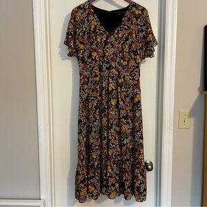 Madewell Dolman-Sleeve Ruffle-Hem Midi Dress in Flower Garden